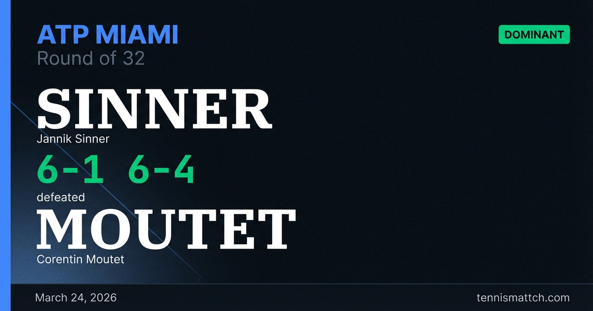 Jannik Sinner vs Corentin Moutet — Miami 2026