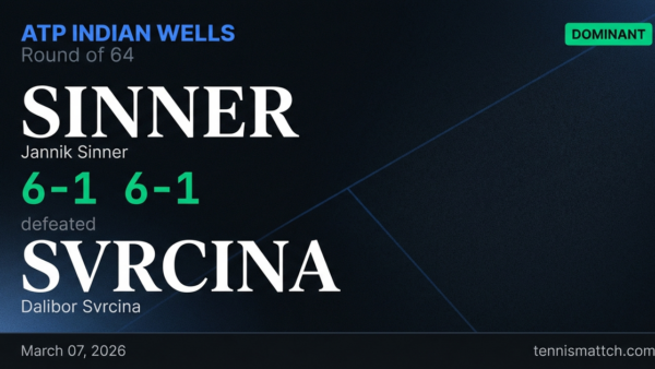 Jannik Sinner vs Dalibor Svrcina — ATP Indian Wells 2026