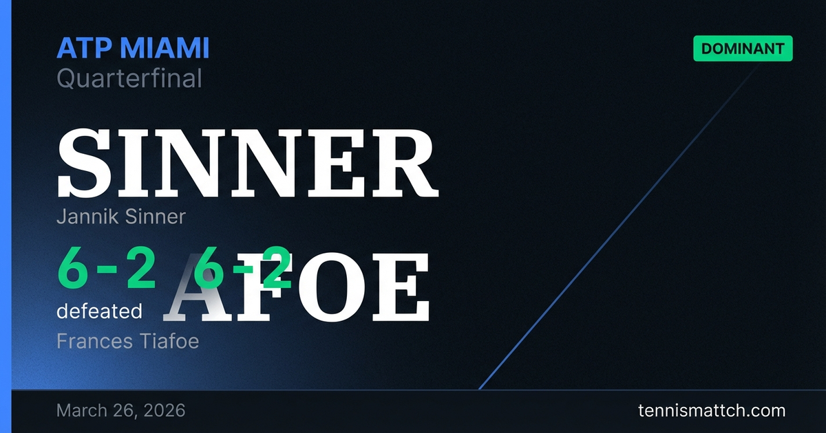Jannik Sinner vs Frances Tiafoe — Miami 2026