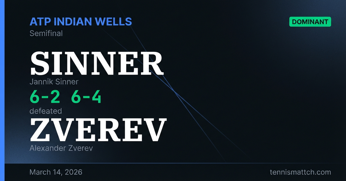 Jannik Sinner vs Alexander Zverev — ATP Indian Wells 2026