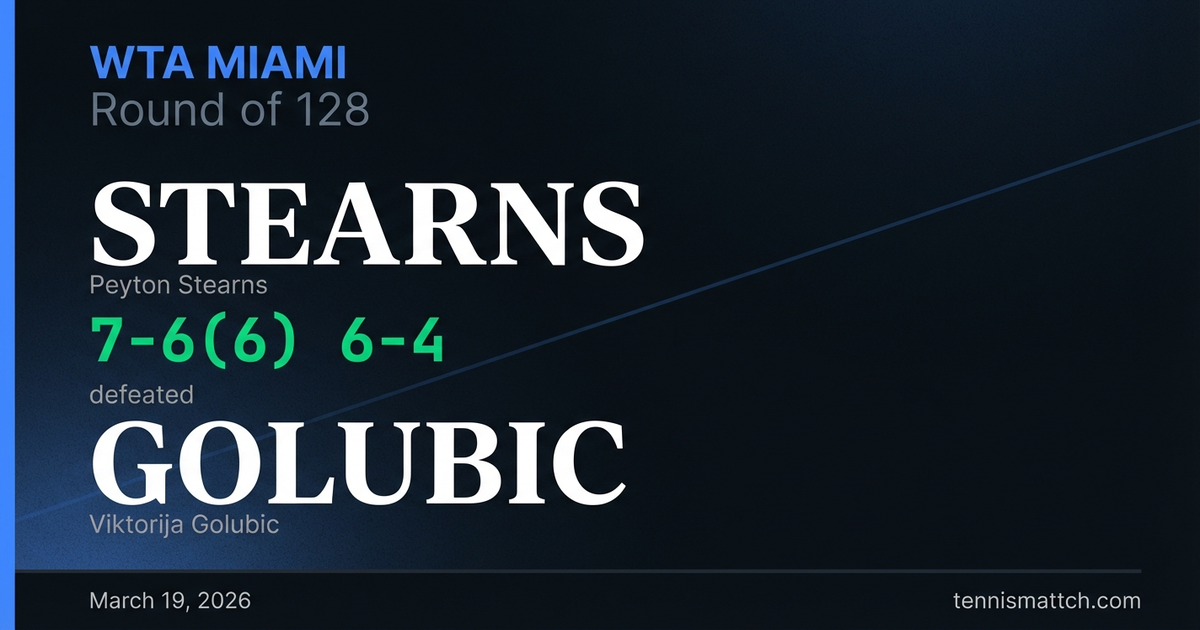 Peyton Stearns vs Viktorija Golubic — Miami 2026