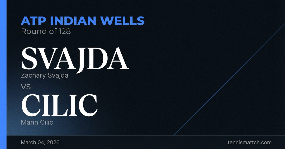 Zachary Svajda vs Marin Cilic — ATP Indian Wells 2026 Preview