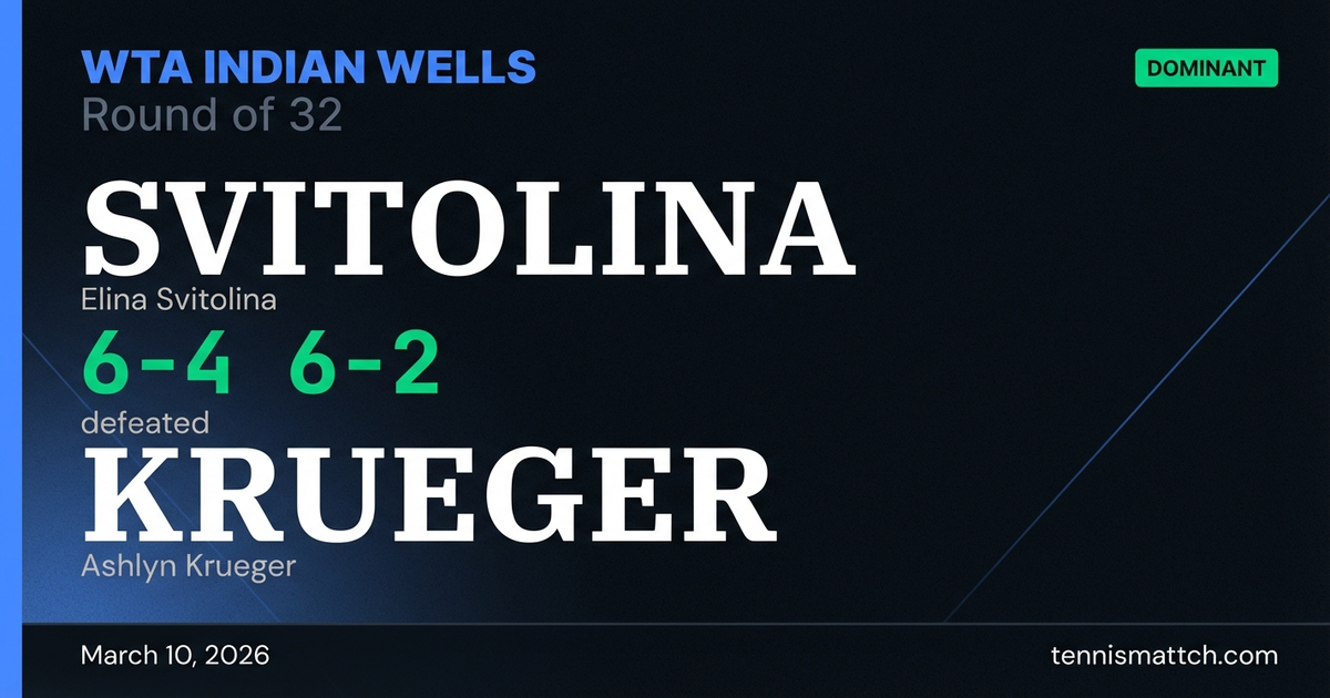 Elina Svitolina vs Ashlyn Krueger — WTA Indian Wells 2026