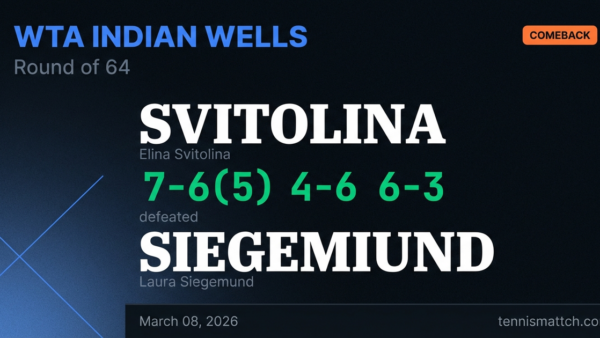 Elina Svitolina vs Laura Siegemund — WTA Indian Wells 2026