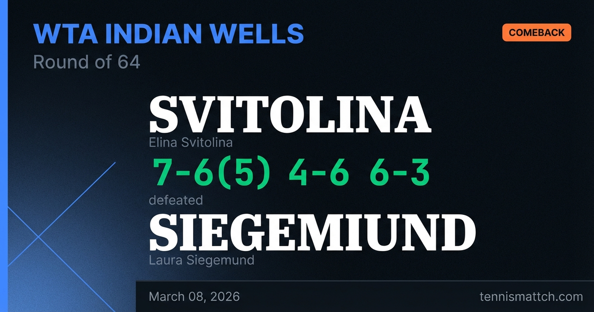 Elina Svitolina vs Laura Siegemund — WTA Indian Wells 2026