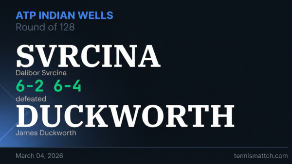 Dalibor Svrcina vs James Duckworth — ATP Indian Wells 2026