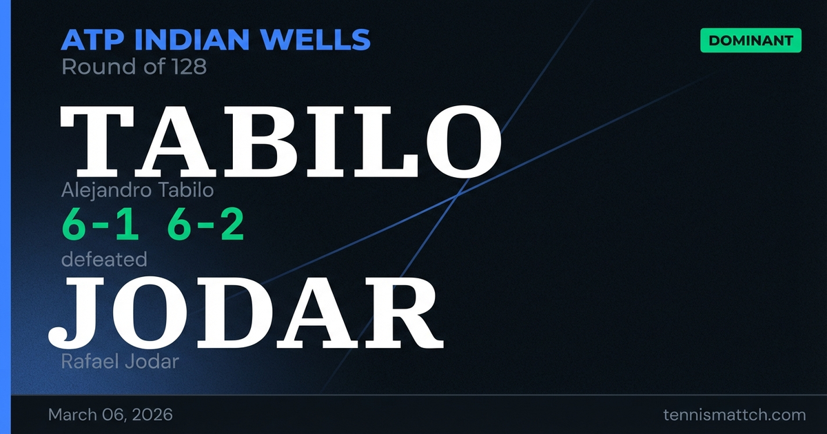 Alejandro Tabilo vs Rafael Jodar — ATP Indian Wells 2026