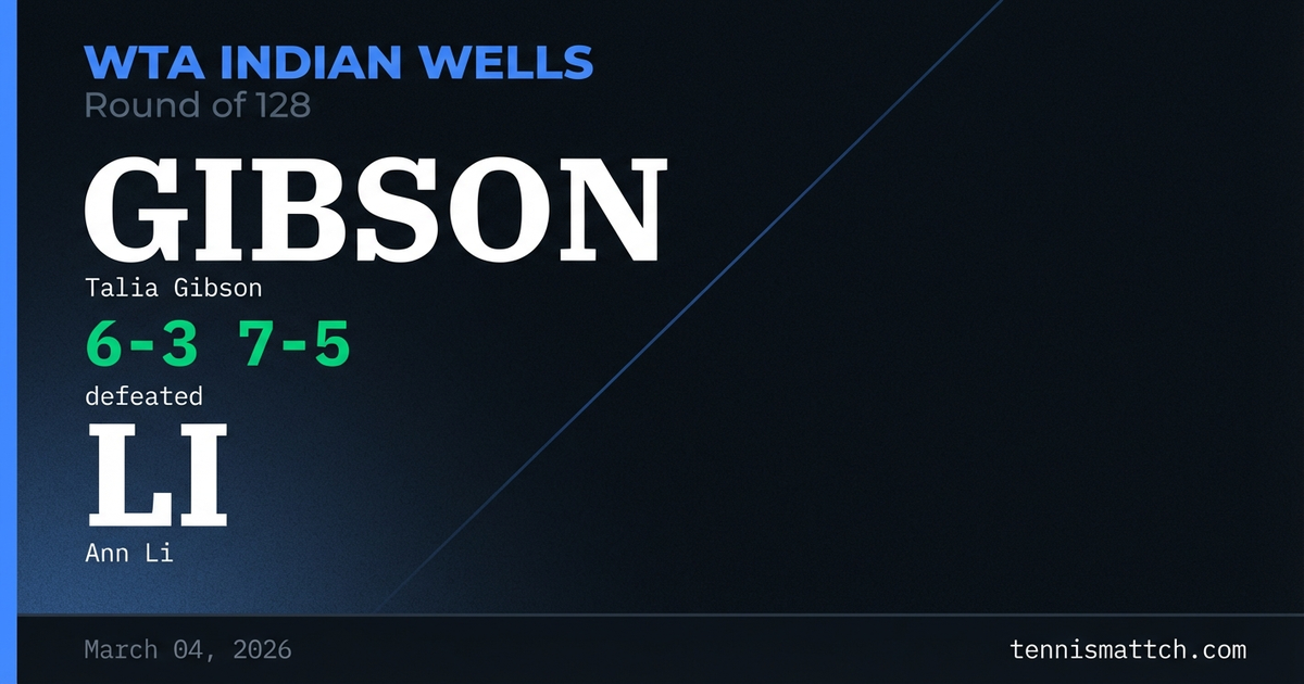 Talia Gibson vs Ann Li — WTA Indian Wells 2026