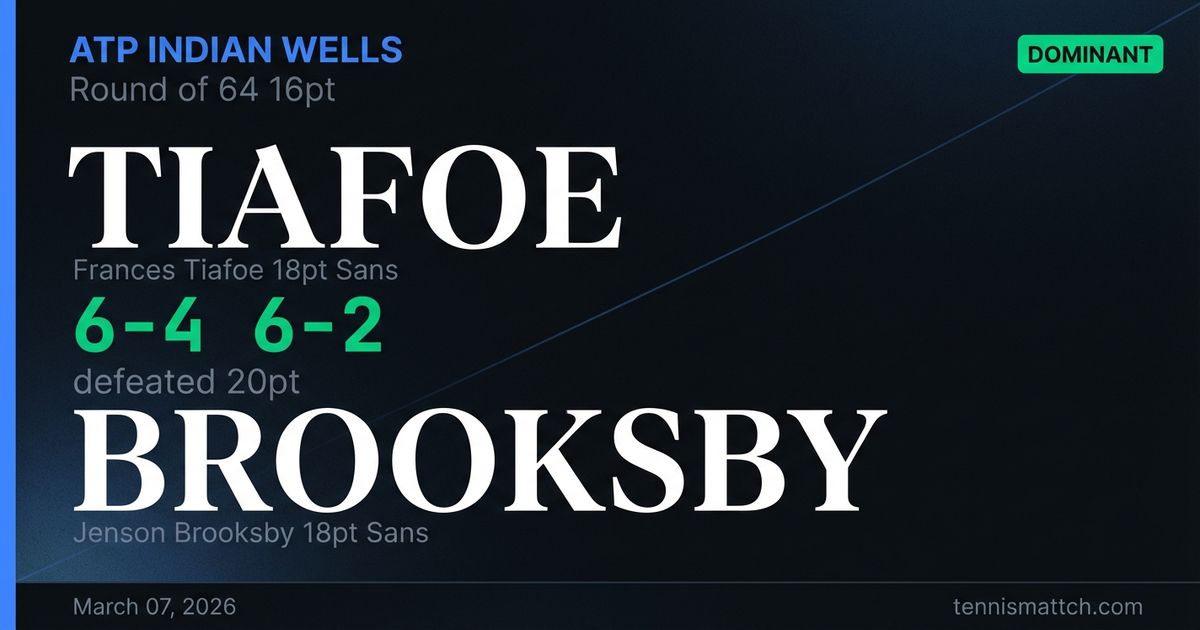 Frances Tiafoe vs Jenson Brooksby — ATP Indian Wells 2026