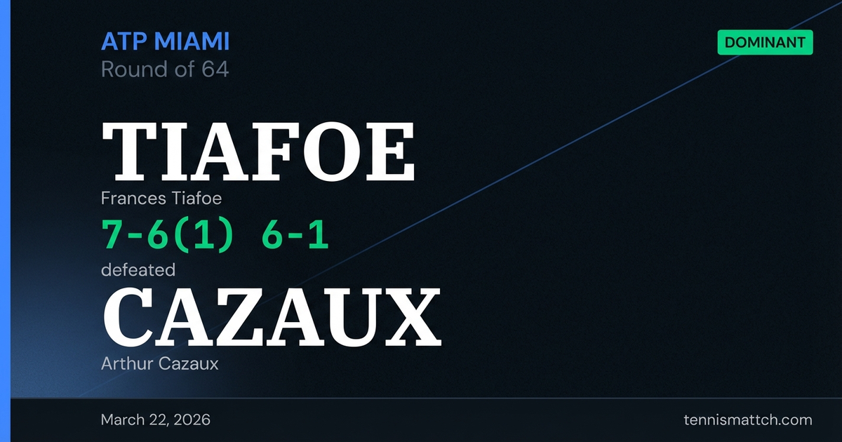 Frances Tiafoe vs Arthur Cazaux — Miami 2026