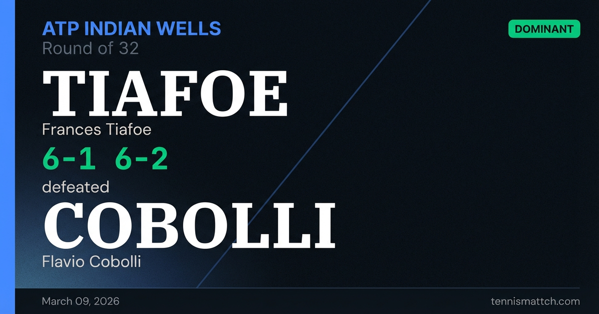 Frances Tiafoe vs Flavio Cobolli — ATP Indian Wells 2026