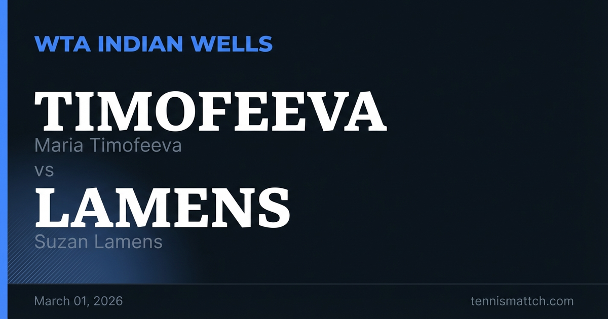 Maria Timofeeva vs Suzan Lamens — Indian Wells 2026 Preview