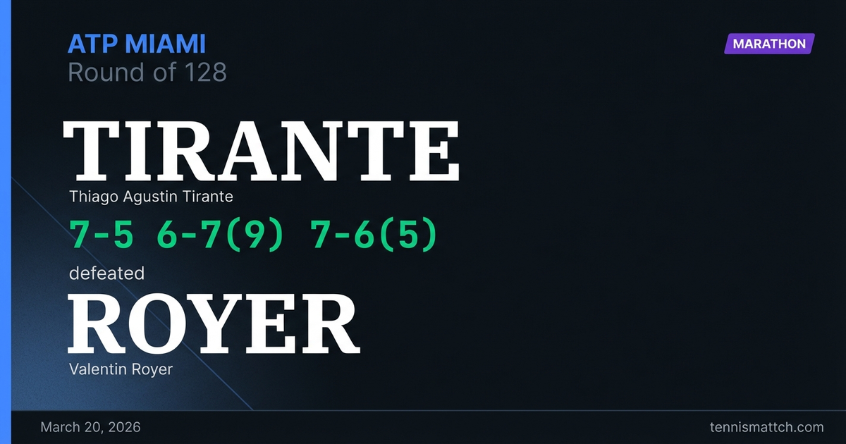 Thiago Agustin Tirante vs Valentin Royer — Miami 2026