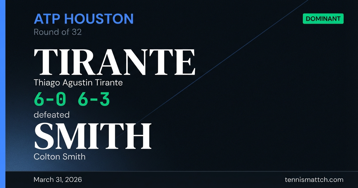 Thiago Agustin Tirante vs Colton Smith — Houston 2026