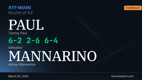 Tommy Paul vs Adrian Mannarino — Miami 2026