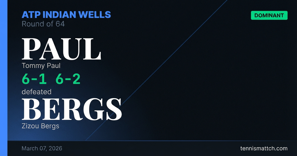 Tommy Paul vs Zizou Bergs — ATP Indian Wells 2026