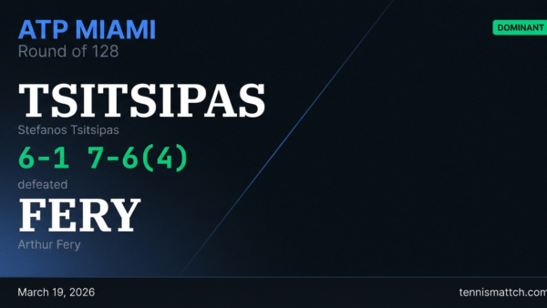 Stefanos Tsitsipas vs Arthur Fery — Miami 2026