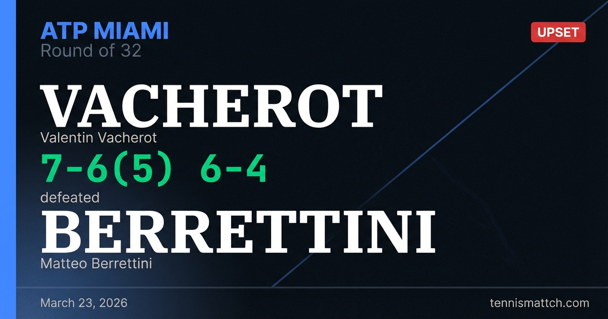 Valentin Vacherot vs Matteo Berrettini — Miami 2026