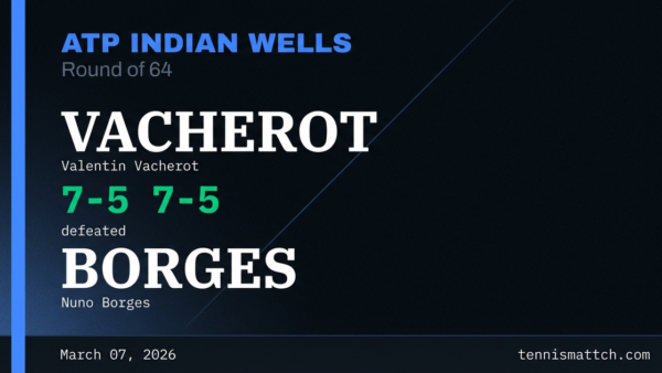 Valentin Vacherot vs Nuno Borges — ATP Indian Wells 2026