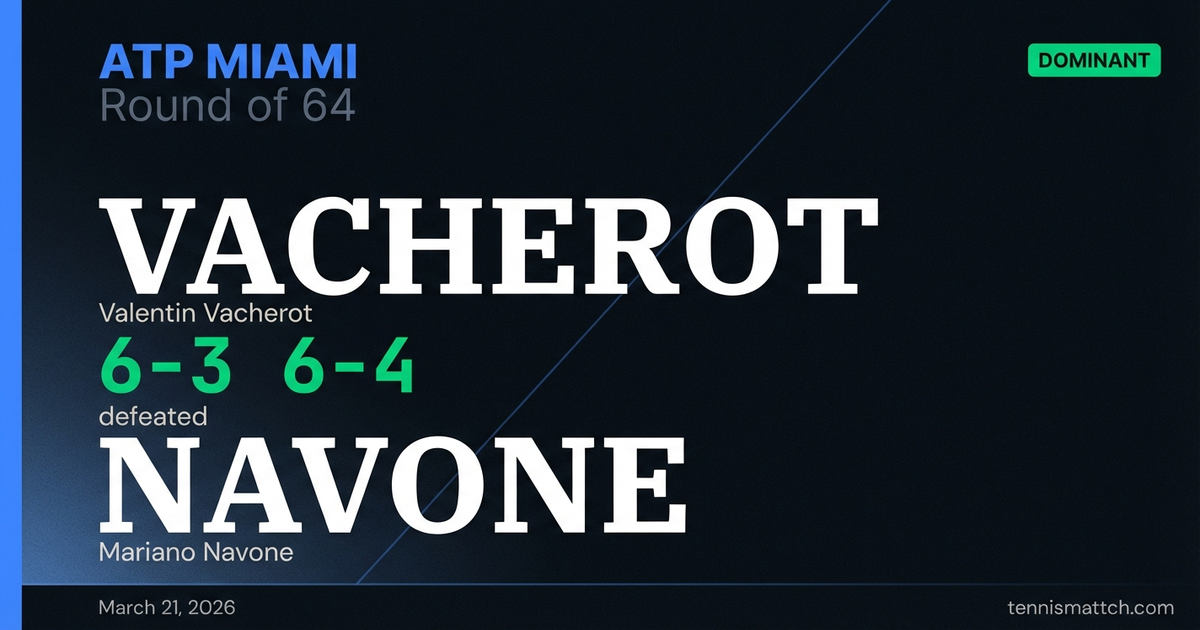 Valentin Vacherot vs Mariano Navone — Miami 2026