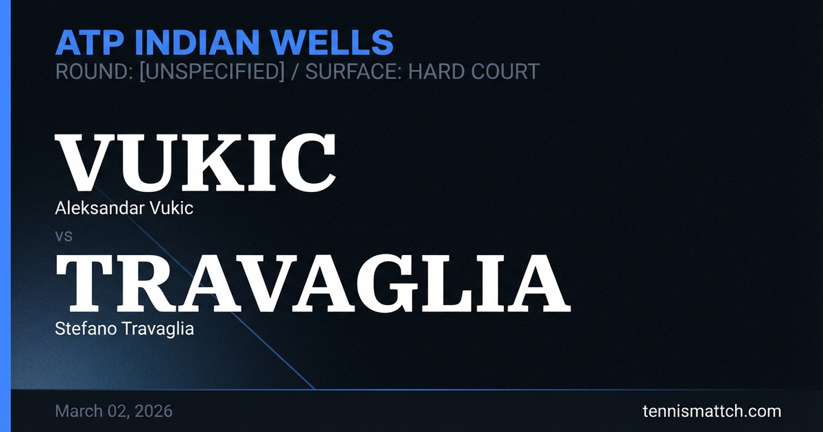Aleksandar Vukic vs Stefano Travaglia — Indian Wells 2026 Preview