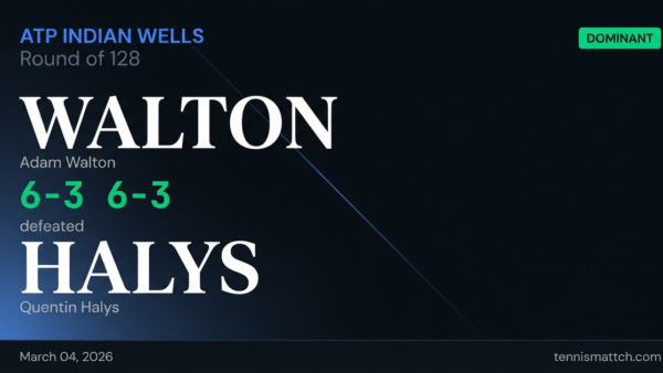Adam Walton vs Quentin Halys — ATP Indian Wells 2026