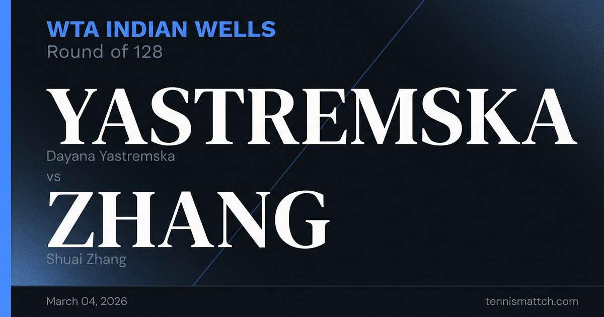 Dayana Yastremska vs Shuai Zhang — WTA Indian Wells 2026 Preview