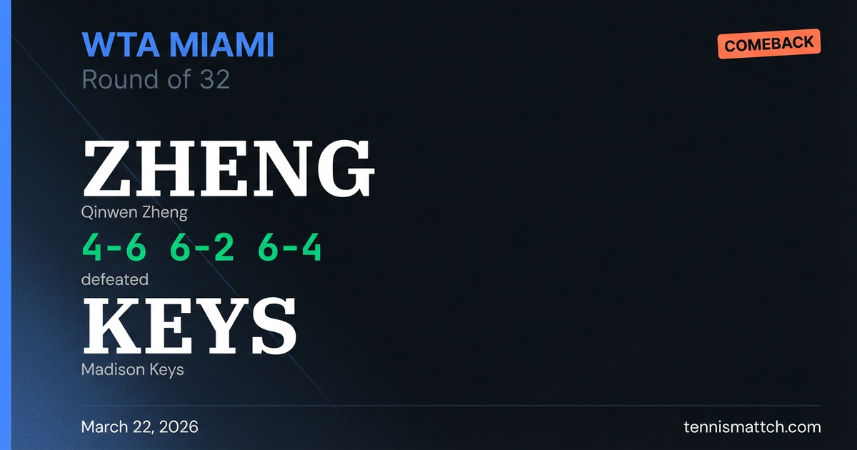 Qinwen Zheng vs Madison Keys — Miami 2026