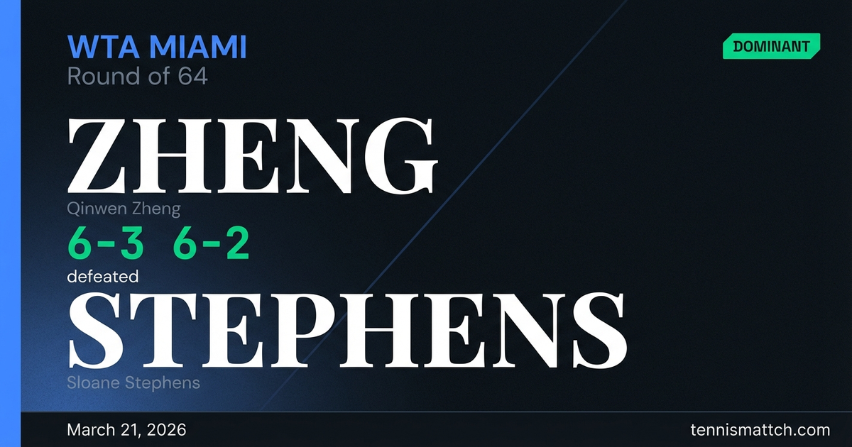 Qinwen Zheng vs Sloane Stephens — Miami 2026