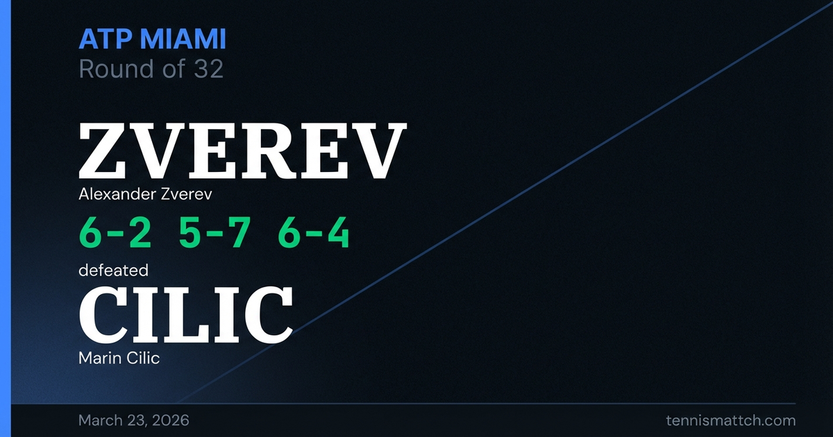 Alexander Zverev vs Marin Cilic — Miami 2026