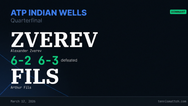 Alexander Zverev vs Arthur Fils — ATP Indian Wells 2026