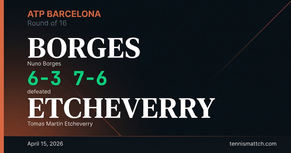 Nuno Borges vs Tomas Martin Etcheverry — Barcelona 2026