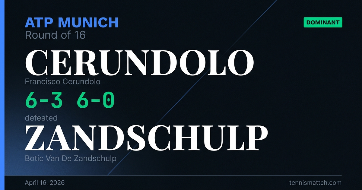 Francisco Cerundolo vs Botic Van De Zandschulp — Munich 2026