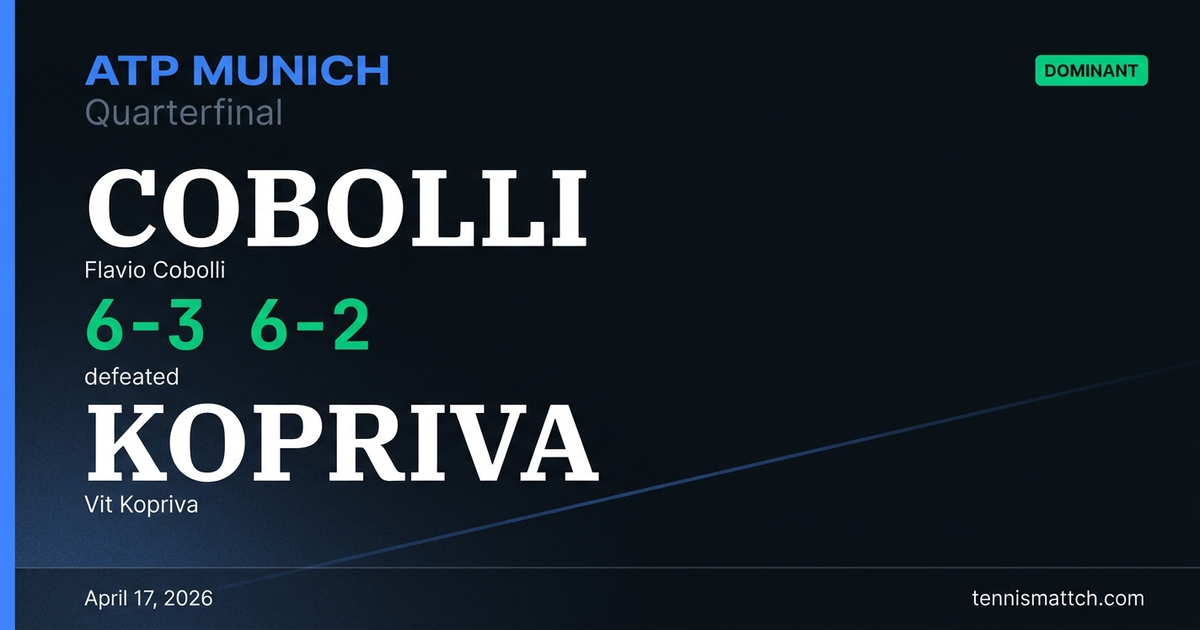 Flavio Cobolli vs Vit Kopriva — Munich 2026