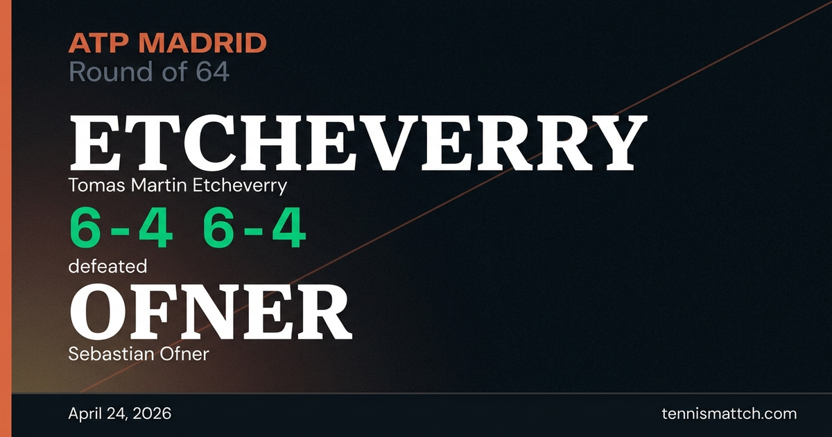 Tomas Martin Etcheverry vs Sebastian Ofner — Madrid 2026