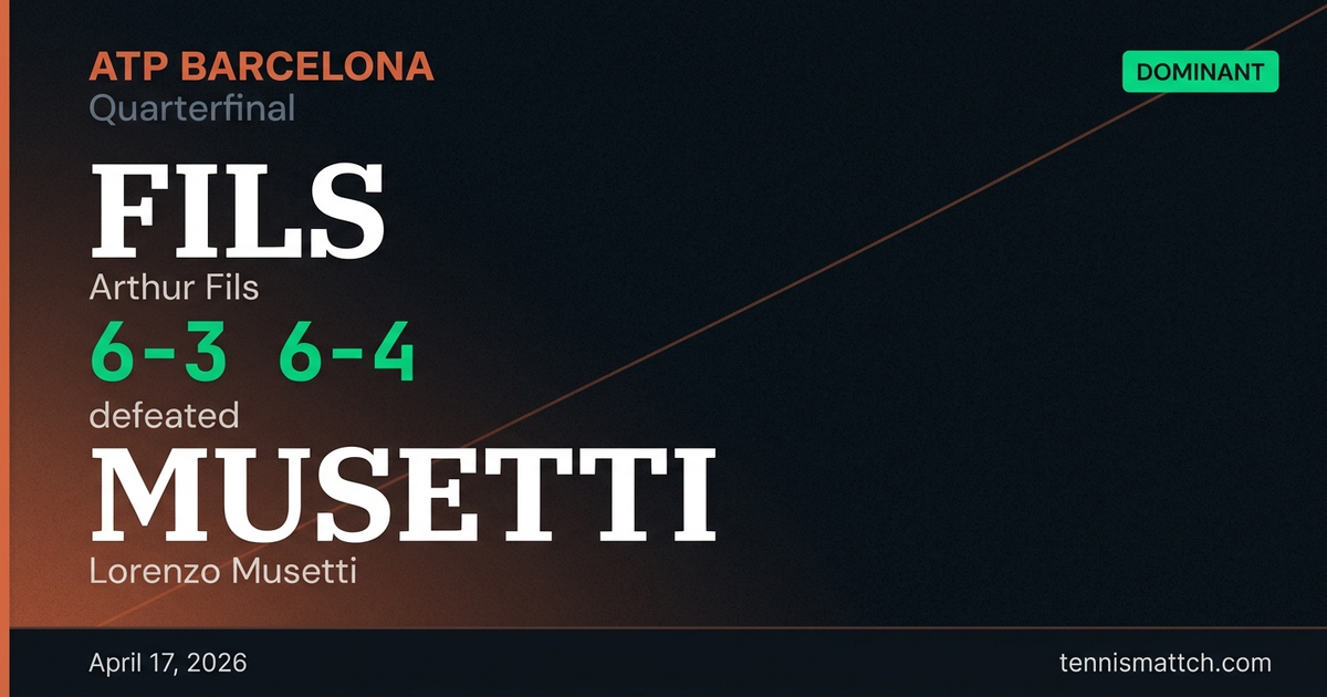 Arthur Fils vs Lorenzo Musetti — Barcelona 2026