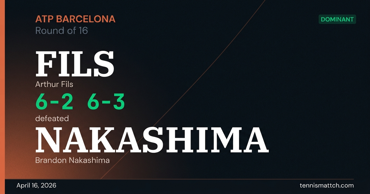 Arthur Fils vs Brandon Nakashima — Barcelona 2026
