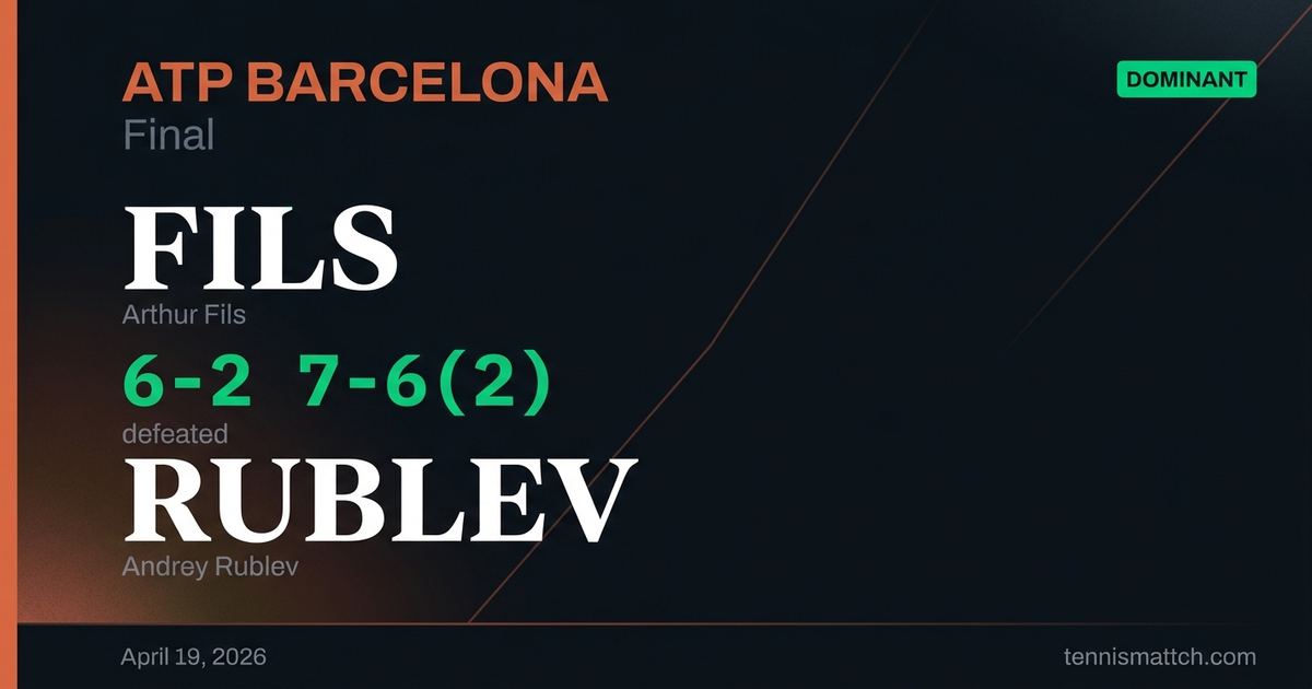 Arthur Fils vs Andrey Rublev — Barcelona 2026