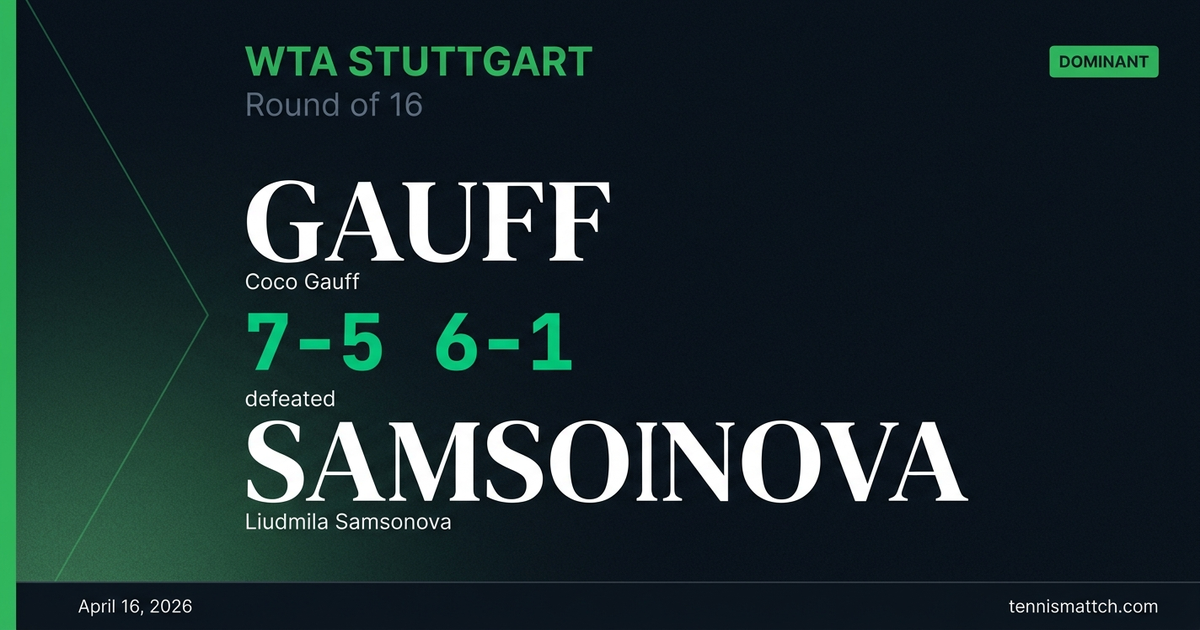 Coco Gauff vs Liudmila Samsonova — Stuttgart 2026