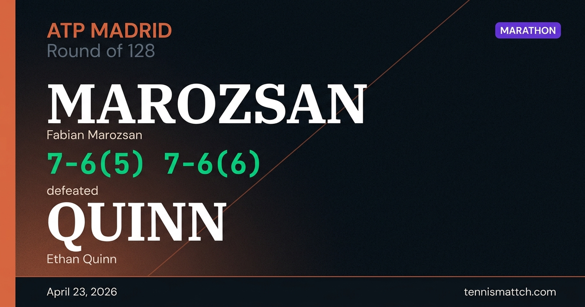 Fabian Marozsan vs Ethan Quinn — Madrid 2026