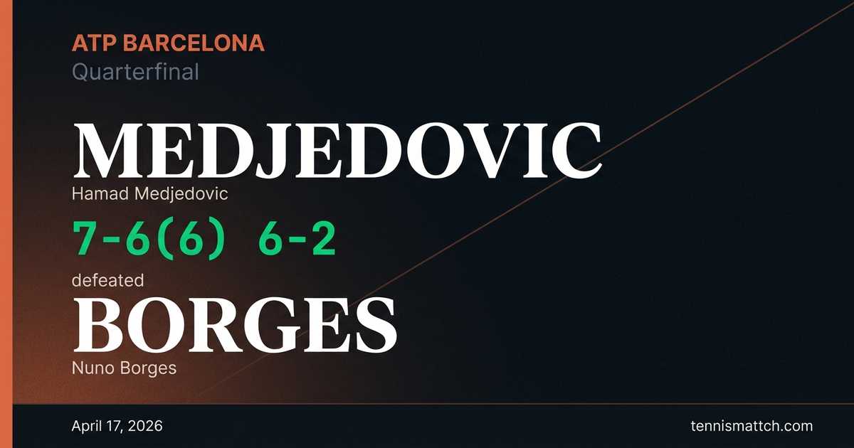 Hamad Medjedovic vs Nuno Borges — Barcelona 2026