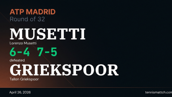 Lorenzo Musetti vs Tallon Griekspoor — Madrid 2026