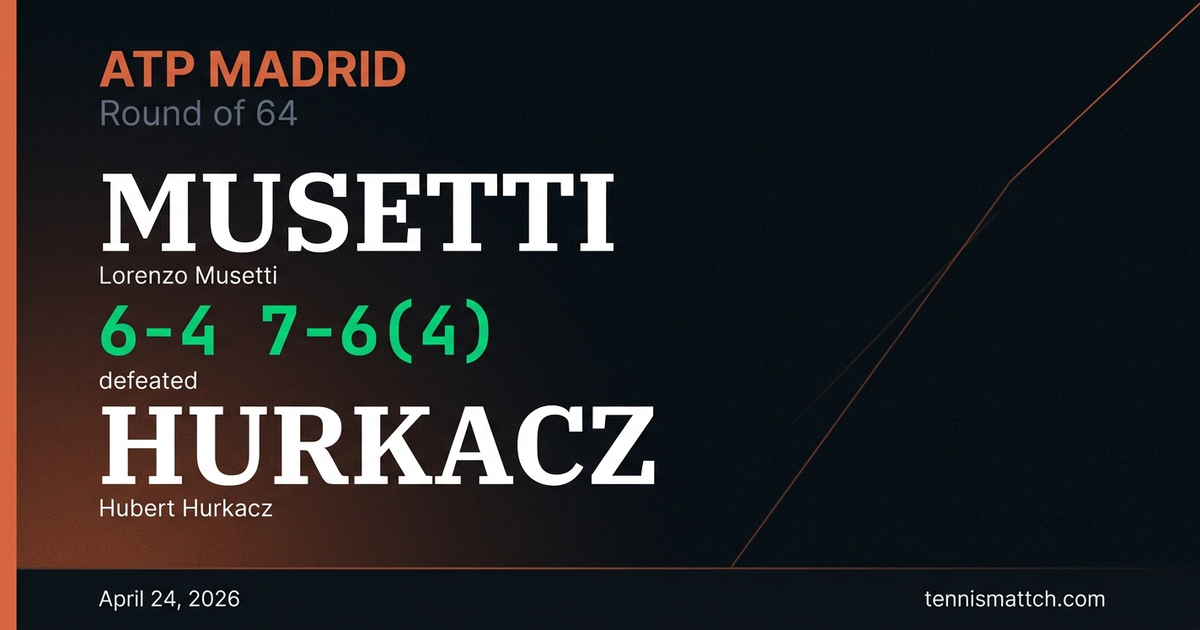 Lorenzo Musetti vs Hubert Hurkacz — Madrid 2026