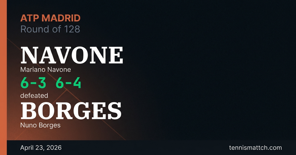 Mariano Navone vs Nuno Borges — Madrid 2026