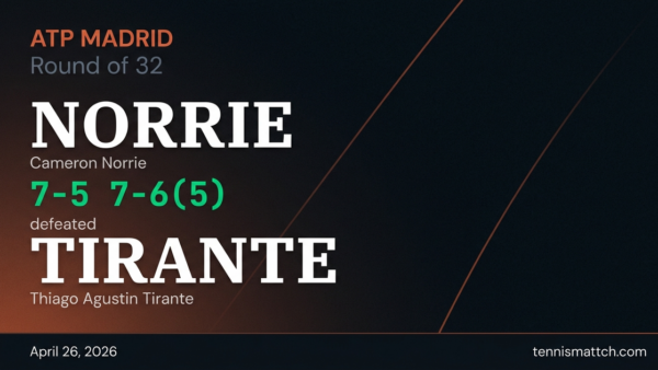 Cameron Norrie vs Thiago Agustin Tirante — Madrid 2026