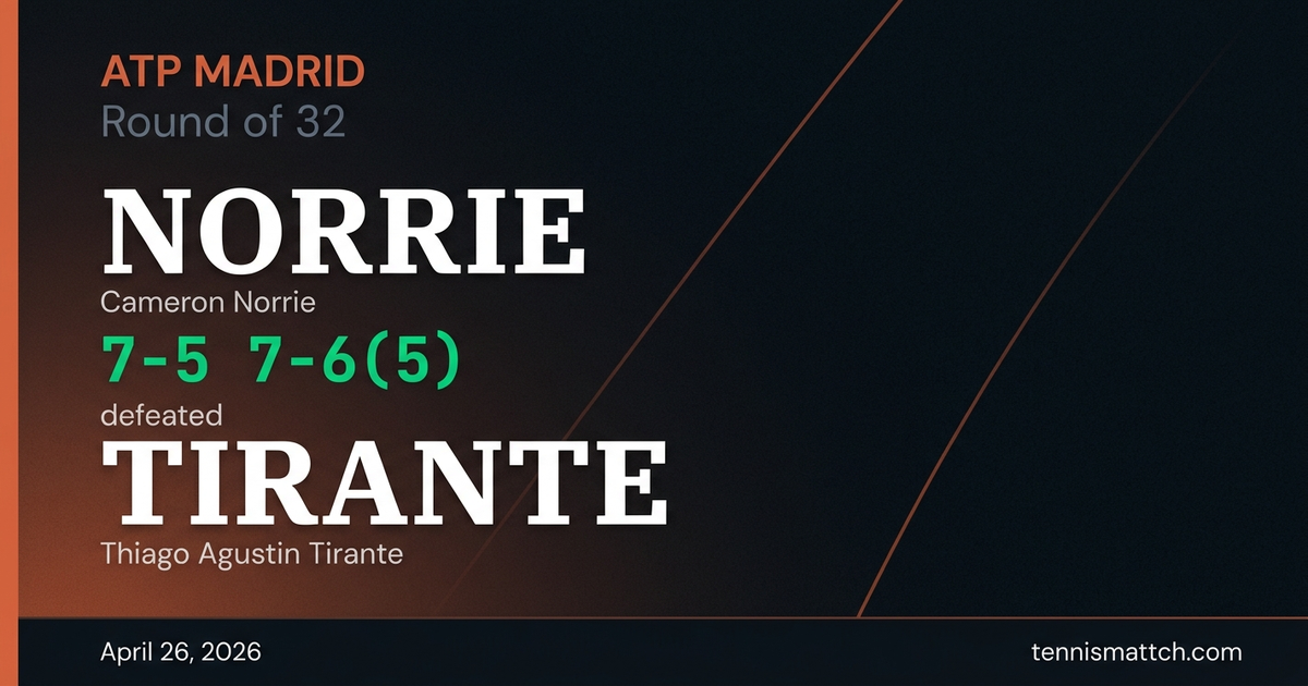 Cameron Norrie vs Thiago Agustin Tirante — Madrid 2026