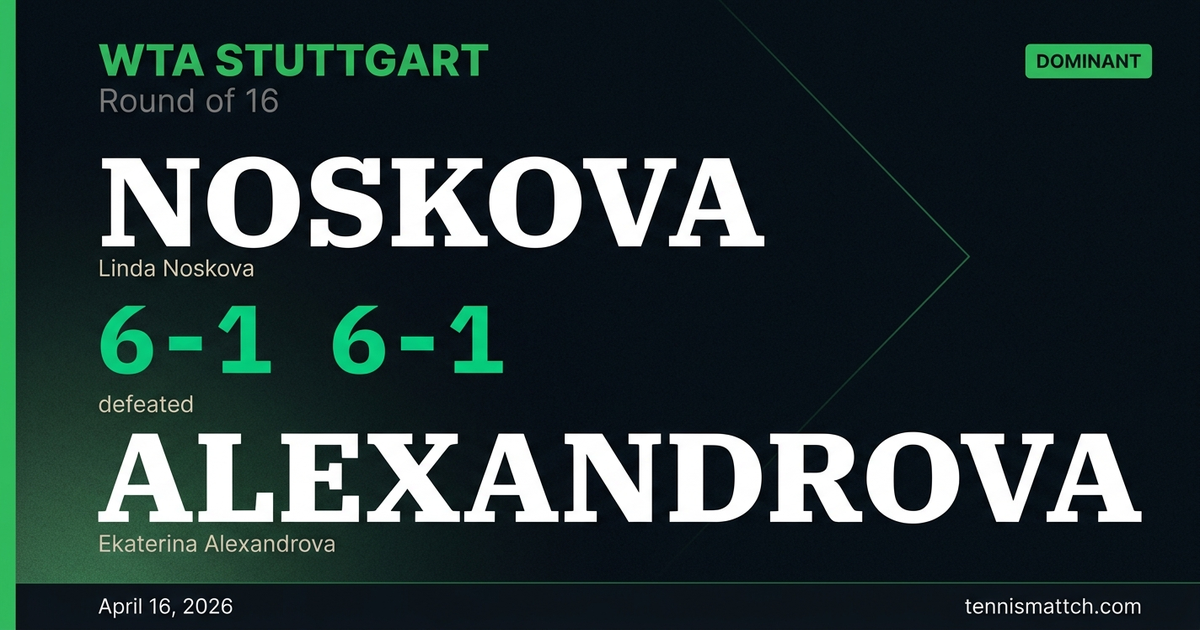 Linda Noskova vs Ekaterina Alexandrova — Stuttgart 2026