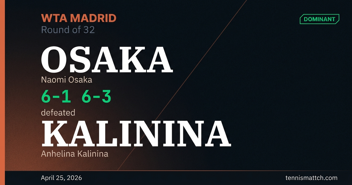 Naomi Osaka vs Anhelina Kalinina — Madrid 2026