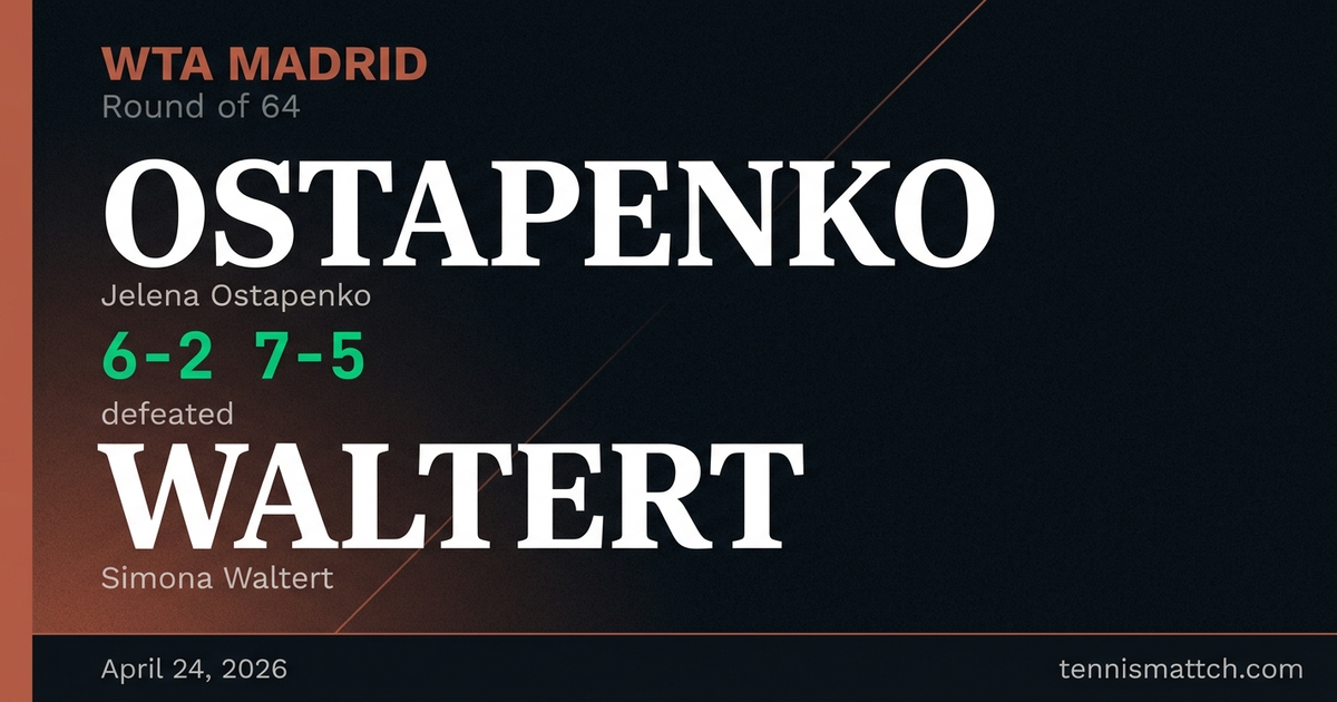 Jelena Ostapenko vs Simona Waltert — Madrid 2026