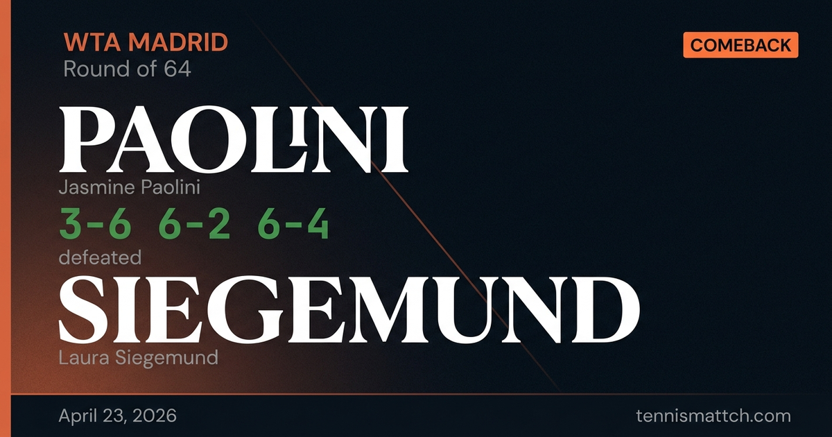 Jasmine Paolini vs Laura Siegemund — Madrid 2026